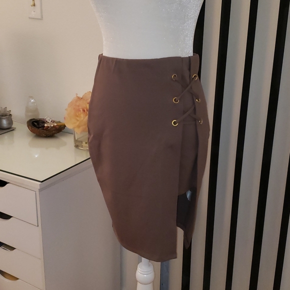 ❗🔥❗High rise Knee Length Tight Skirt Tan Medium - Picture 7 of 8